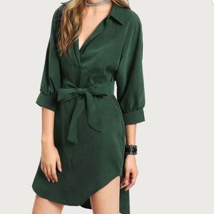 High Low Curved Hem Shirt Dress